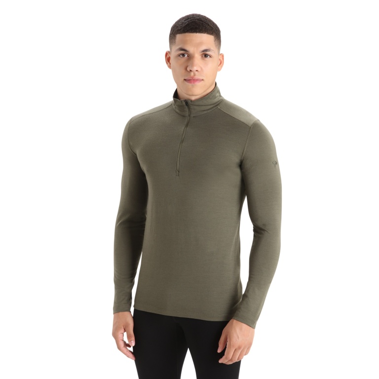 Icebreaker Underwear Long Sleeve Half-Zip 200 Oasis LS - Merino Wool, fitted - Loden Green Men's